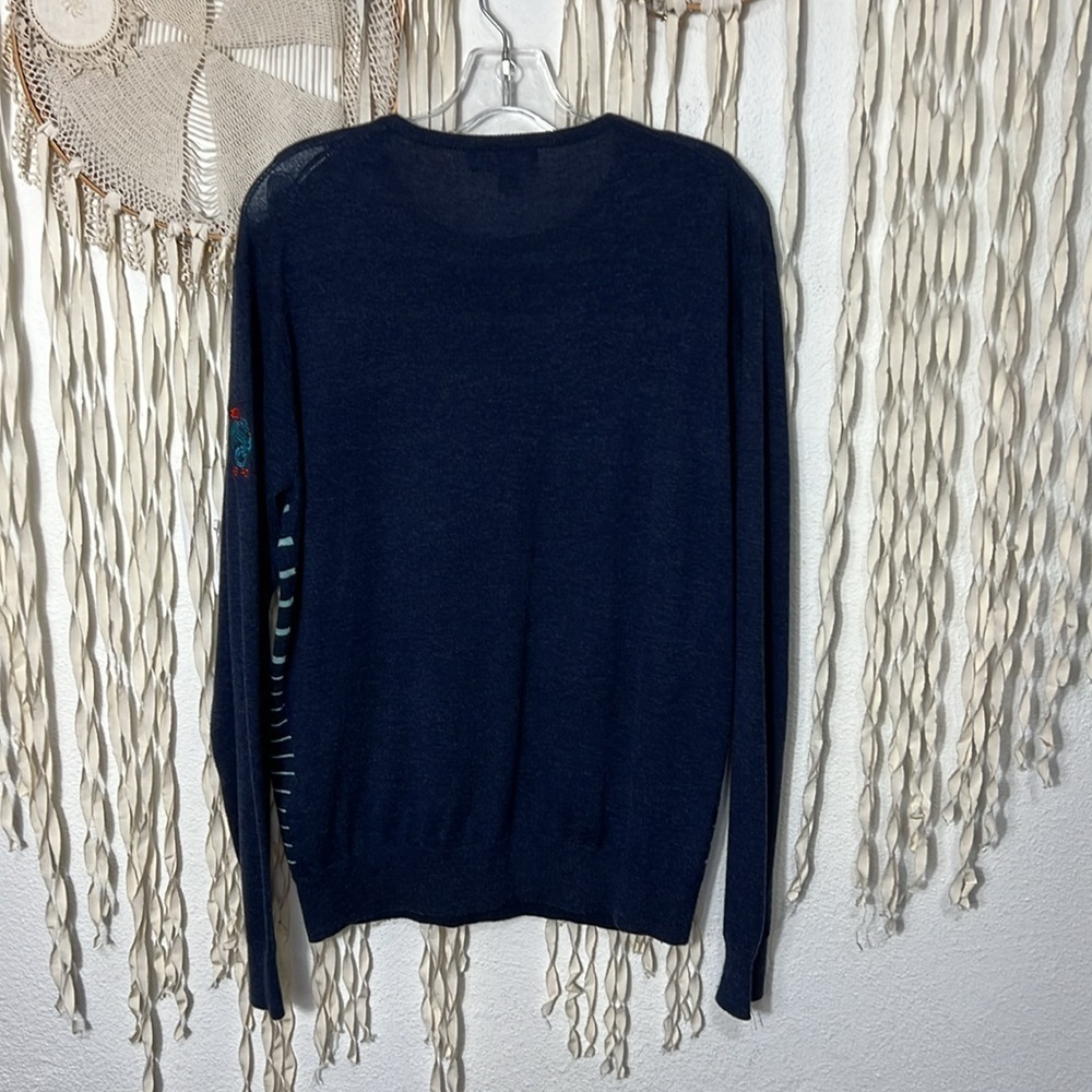 Dunhill Lanes NWOT Silk Wool Cashmere Navy Crewneck Sweater Size M - Picture 6 of 10